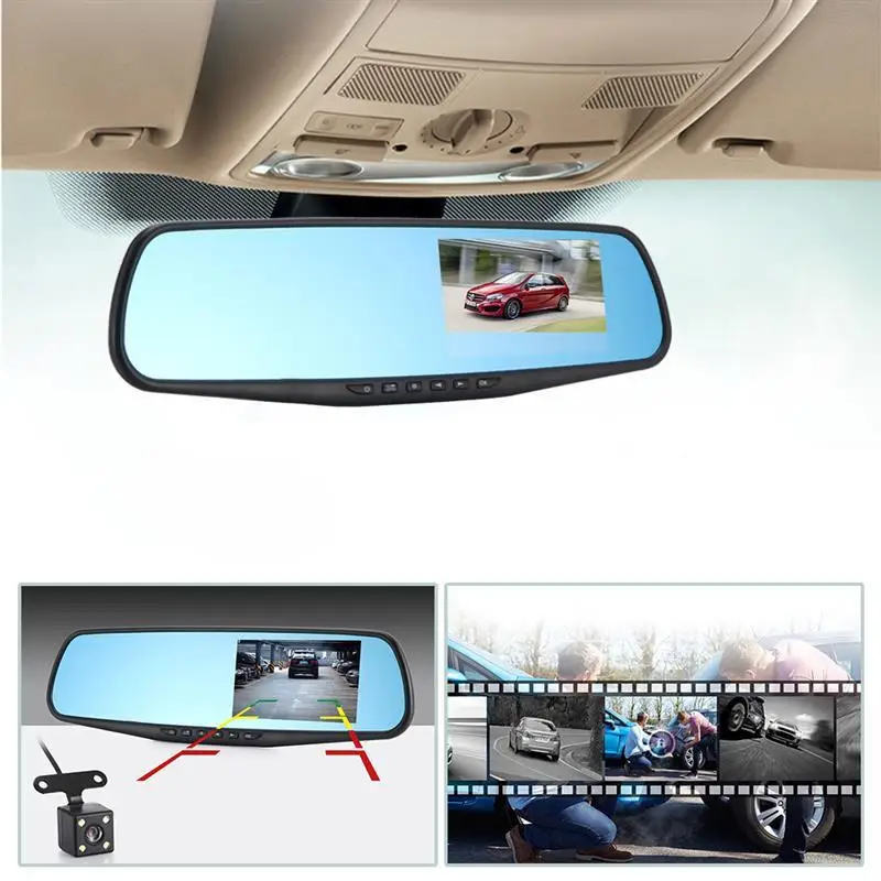 Car DVR 1080P Dual Lens Dash Camera Rear Mirror Digital Recorder With Rearview Camera Video Recorder Camcorder Registrar