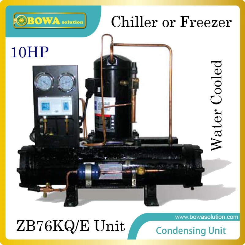 10HP water cooled condensing unit with emerson scroll compressor suitable for oil cooler of