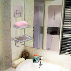 Behogar настенный Sticky душ Ванная комната Кухня полка держатель двойной Слои с крючками для мыло Полотенца Малый гаджеты
