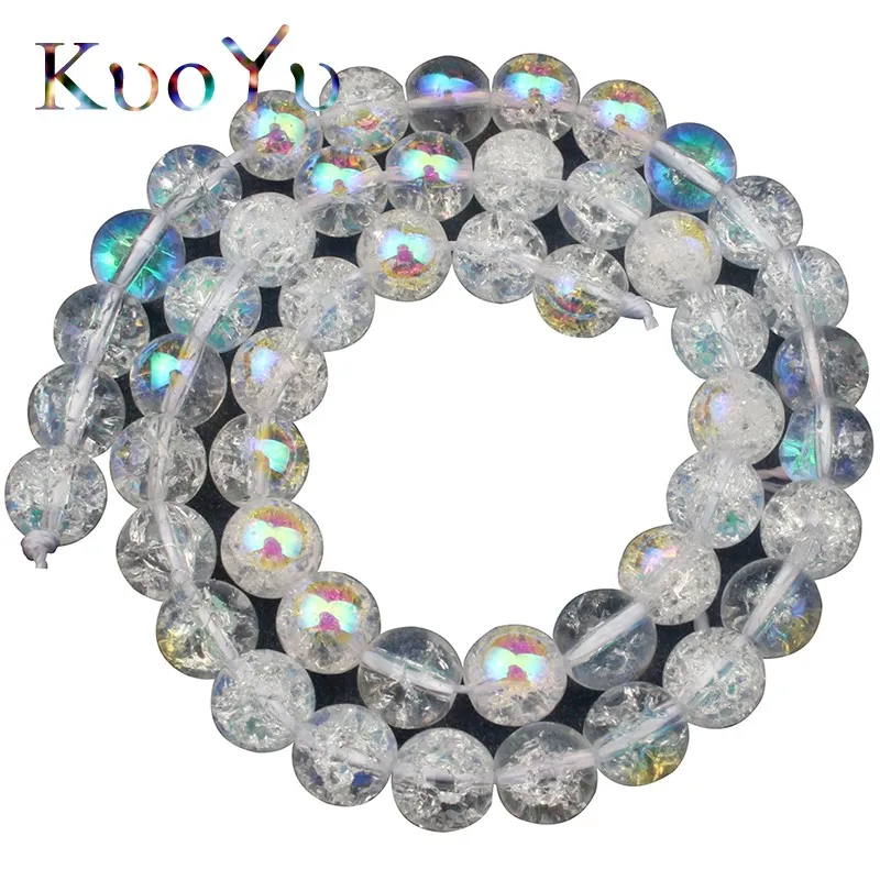 

Natural AB Color Snow Cracked Crystal Round Loose Beads Natural Stone Beads For Jewelry Making DIY Bracelet Necklace 6/8/10/12mm
