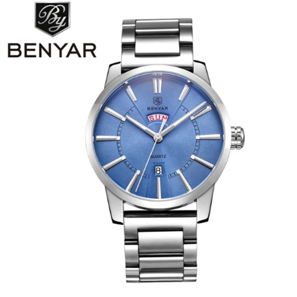 BENYAR наручные часы Мужские часы лучший бренд класса люкс Популярные известные мужские часы кварцевые часы Бизнес Кварцевые часы Relogio Masculino - Цвет: Steel Blue