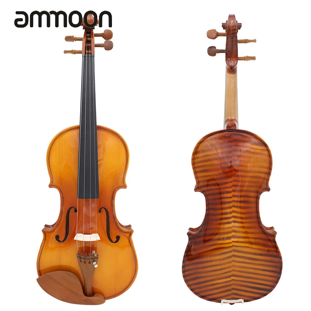 

Full Size 4/4 Violin Fiddle Natural Acoustic Violin Solid Wood Spruce Flame Maple Veneer Jujube Wood Parts with Case Rosin Wiper