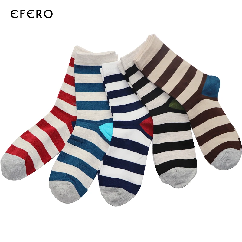 efero 3pairs Casual Male Socks Men Long Striped Socks For Men Compression Sock Calcetines