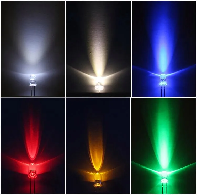5x LED 8mm Strawhat filaire 15cm 0,5w Power Diodo 0,5w 150 ma resistenza 8mm