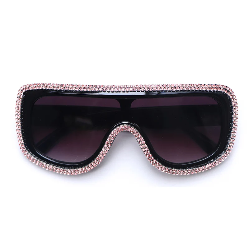 Новые плоские солнцезащитные очки со стразами очки женские квадратные солнцезащитные очки для женщин Модный известный бренд очки gafas de sol - Цвет линз: liang-pink