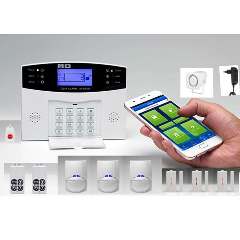

Wireless Door Sensor Home Security GSM Alarm System LCD Display Remote Control Siren Kit LCC77