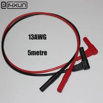 

High Quality 13AWG Flexible Silicone Cable 2.5Sq 5 metre Test Leads / Line with 4mm Straight & Right Angel Banana Plug (1pair)