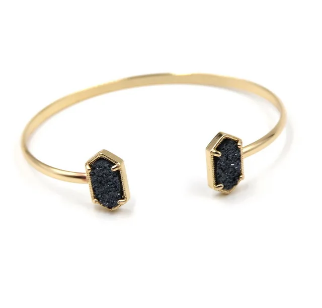 

Copper Open Cuff Small Cute Oval Druzy Stone Bangle Women Gift Bracelet Fashion Jewelry Wholesale
