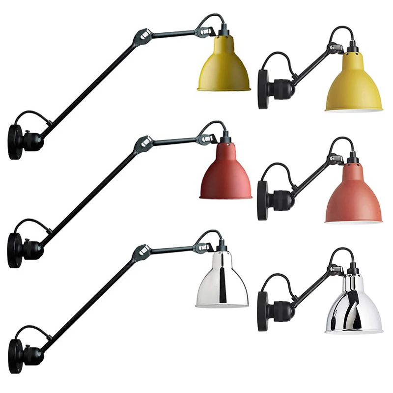 Nordic Adjustable Wall Lamp Industrial Swing Arm Modern Black Wall Light Sconce Vintage E14 Lights For Bathroom Bedroom Bedside