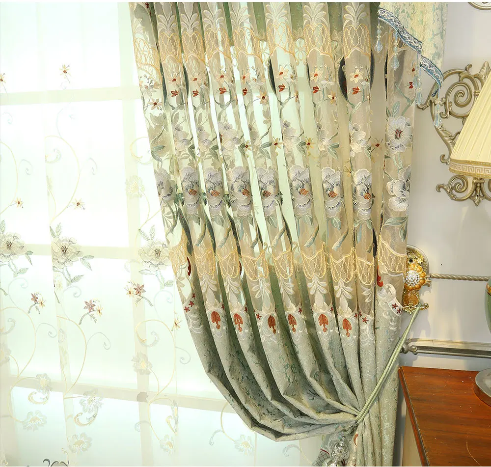 Шенилловая жаккардовая Европейская вышитая занавеска, тюль на окно для гостиной, спальни, занавески, занавески с цветочным узором