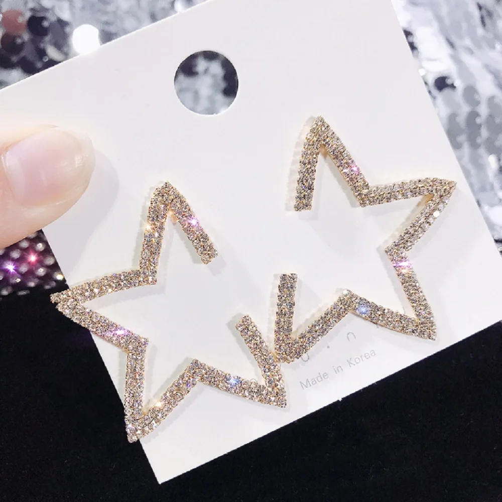 Блестящие сбоку новые модные брендовые Ювелирные Изделия Простые Кристаллы для женщин эффектный подарок элегантные серьги в виде звезды