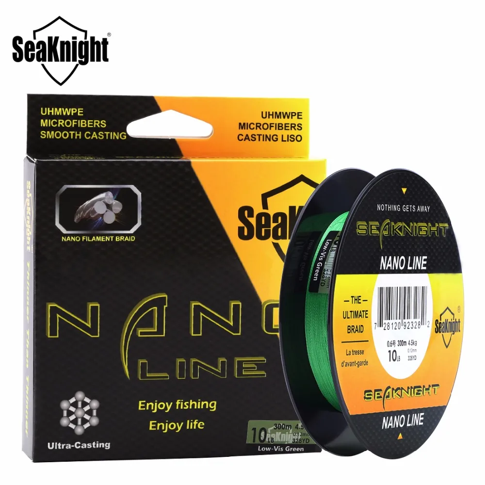 Seaknight نانو 300 متر 4 السواحل مجدولة الصيد خطوط PE المتعددة الشعيرات الصيد خط 4lb 6lb 8lb 10lb القطر 0.07- 0.12 ملليمتر