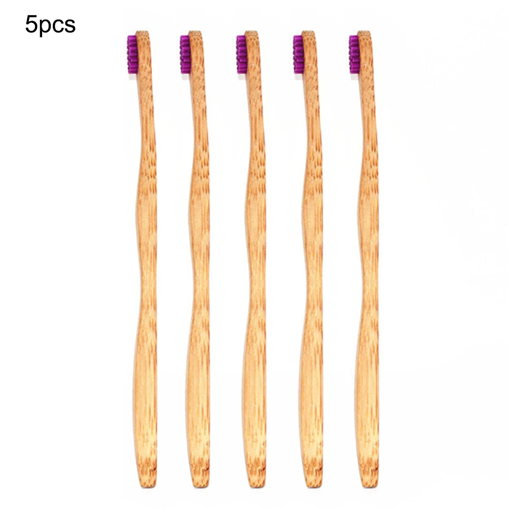 5 шт., натуральный бамбук, щетка для языка, уход за зубами, щетка для чистки языка, инструмент для чистки языка для взрослых, Экологичная зубная щётка - Цвет: Purple