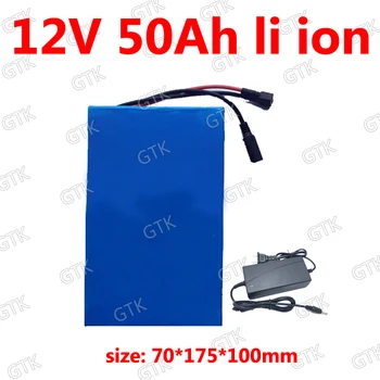 

GTK 12V 50AH lithium ion battery 18650 BMS 3S for 180W 350w inverter Golf Buggy Solar LED street light audio speaker +5A Charger