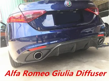 

arbon fiber Rear Bumper Lip Spoiler Diffuser Cover For 17 18 Alfa Romeo Giulia 2017 2018 BY EMS