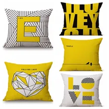 

Fashion Yellow Color LOVE Cushions Cover Sofa Home Decor Linen Cotton Pillow Cover Decorative Throw Pillows Pillowcase 45X45cm