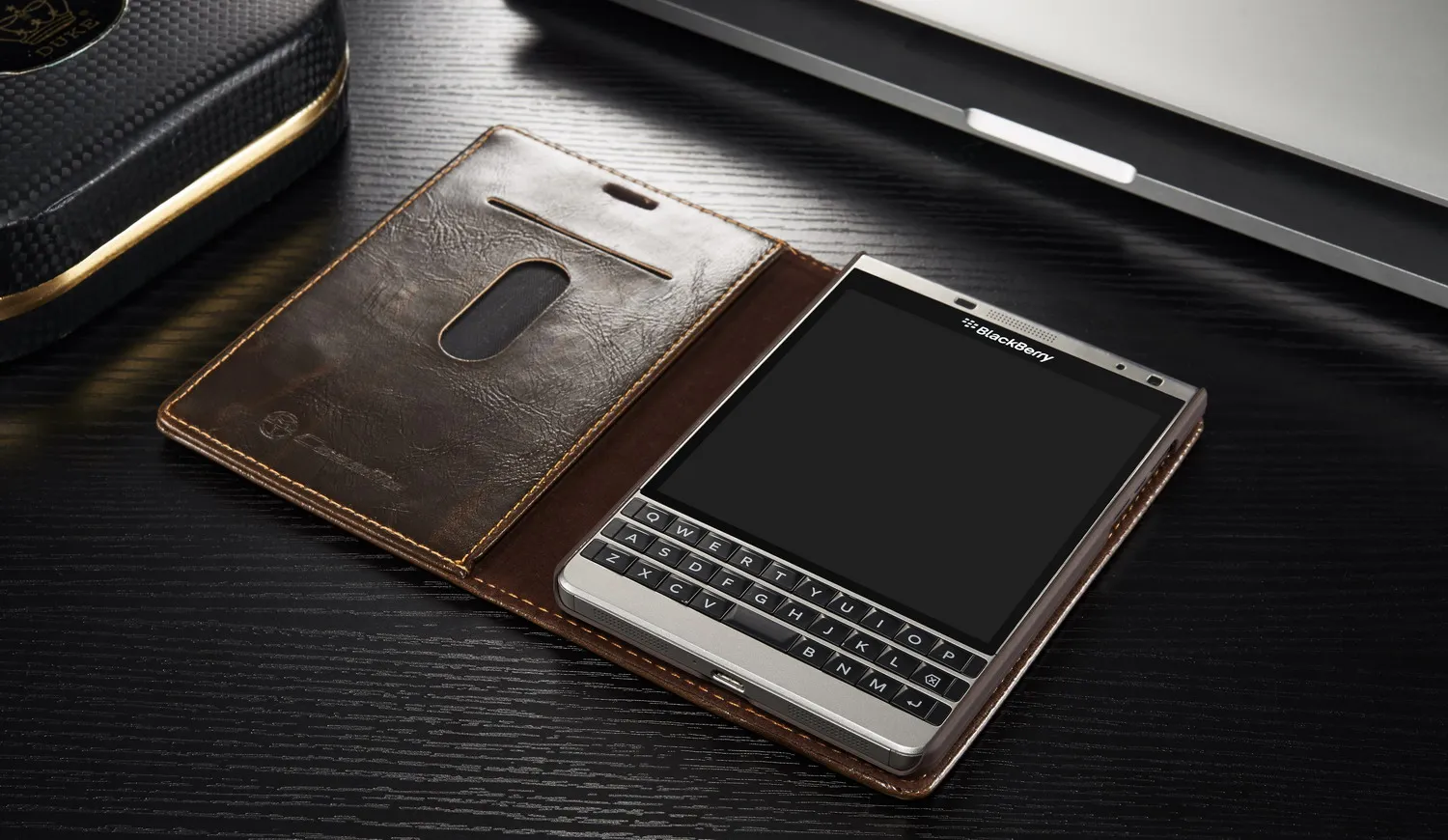 Чехол-бумажник из натуральной кожи с откидной крышкой для телефона Blackberry Passport 2