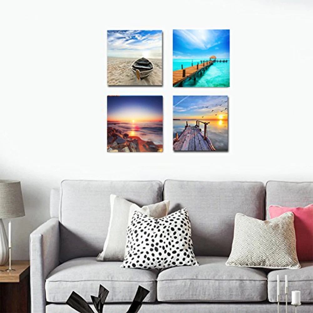 4-stuks-Zeegezicht-zonsondergang-Foto-print-wereld-reizen-en-toerisme-muur-size-moderne-woonkamer-muur-decor