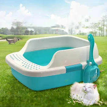 

Semi-closed Pet Cat Litter Box Sand Box Plastic Anti-Splash Reusable Cat Tray Bedpans Pet Toilet Cleaning Supplies 1pc