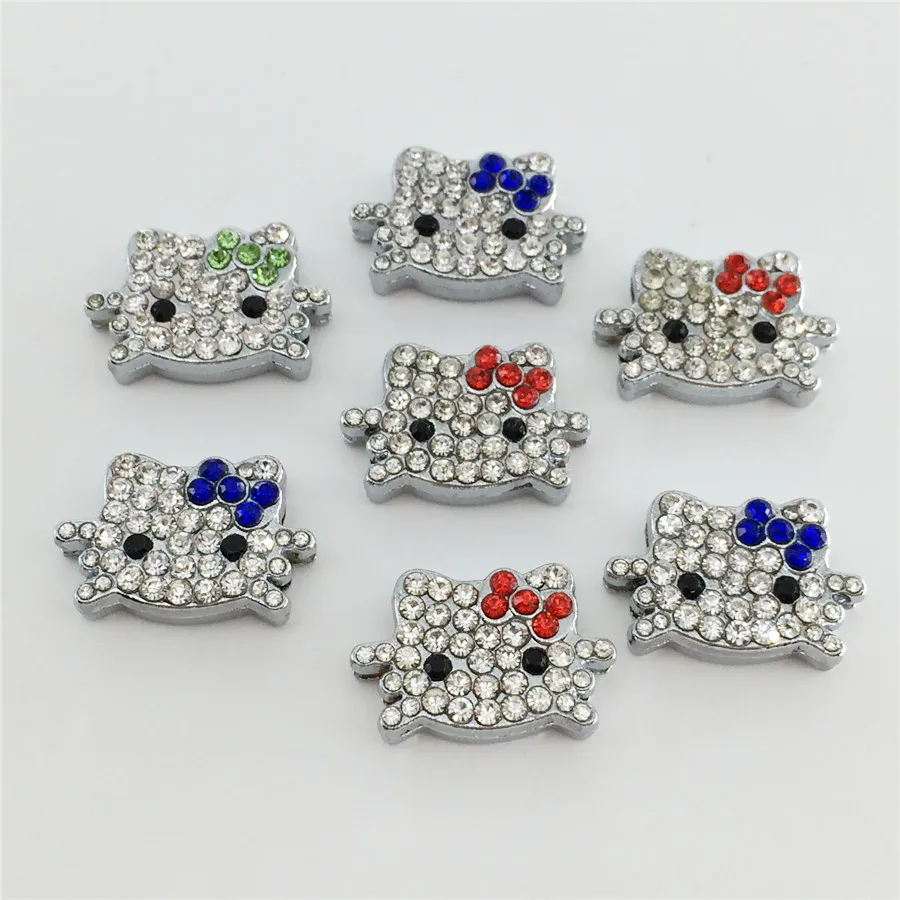 20PCS/Lot 8MM hello kitty Slide Charms DIY Charms Mixed Colors Fit 8MM