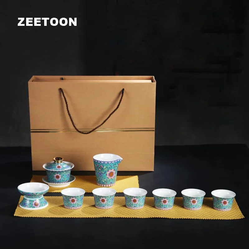 Керамическая эмалированная подсолнухая чайная посуда Boutique Jingdezhen чайный сервиз