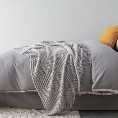 Вязаный чехол для отдыха диван пледы Весна и лето кондиционер маленький сон одеяло покрывала мягкое вязаное одеяло - Цвет: Светло-серый
