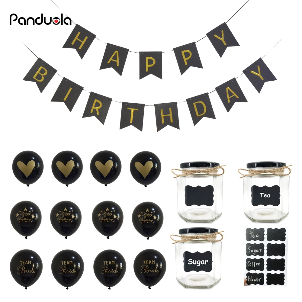 

Black Balloons Figures Happy Birthday Balloons Birthday Party Decorations Adult Kids Holiday Ballon Hearts Star Helium Balloon