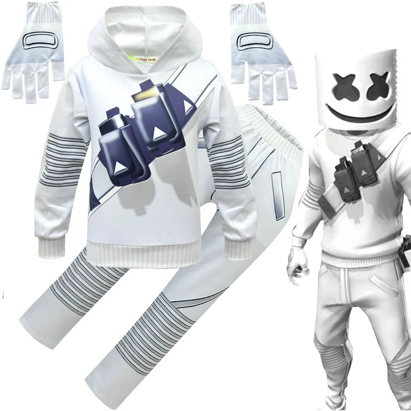 

Children's Sweatshirt Casual Fortnight cosplay DJ Marshmello Costume Cartoon Boy Halloween Game Performance Costume