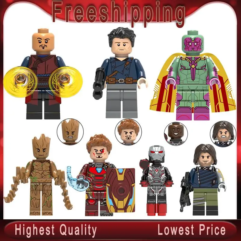 

Single Sale Super Heroes Iron Man Falcon Wong Bucky Vision War Machine Building Blocks Toys Gifts Model for Children X0217
