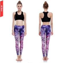 Jis mujeres yoga pantalones púrpura mujeres gimnasio leggings imprimir libélula chica gym pantalones ropa deportiva mujer
