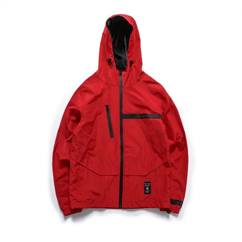 W181 Red Мужская повседневная куртка с капюшоном, осень, Новое поступление, Harajuku Tide, Мужская однотонная военная куртка-бомбер, уличная ветровка в стиле хип-хоп - Цвет: W181 Red