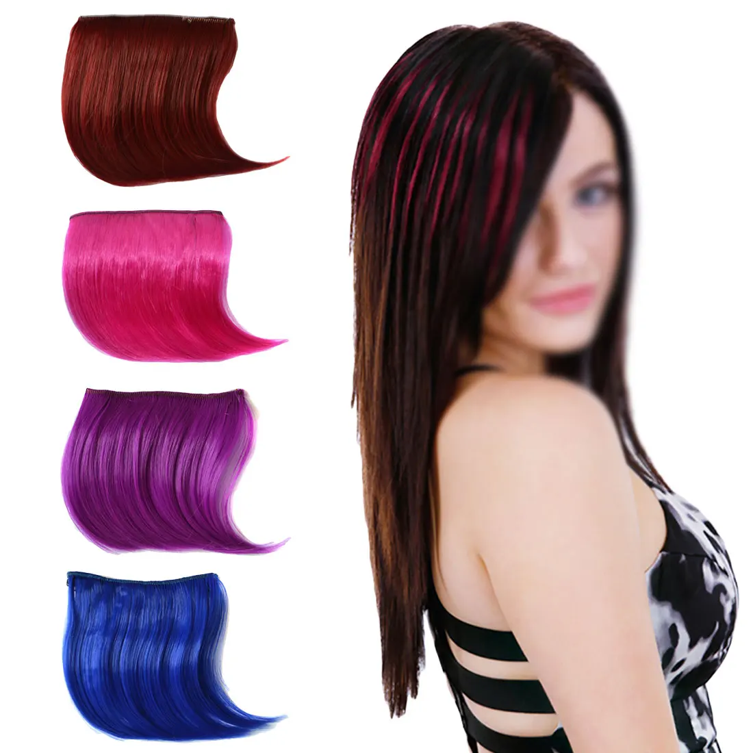 

Women Hair Styling Pretty Girls Clip On Clip In Front Hair Bang Fringe Hair Extension Piece Thin 2019 high temperature silk