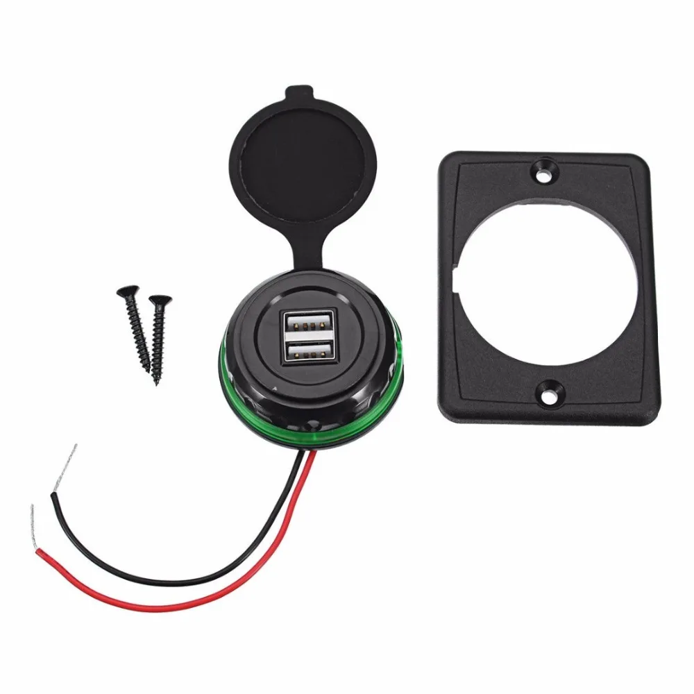 

12/24V Car Bus Boats Vehicle LED Indicator Dual 2 Ports USB Charger Socket DC 5V 3.1A Universal Waterproof Charger Power Adapter