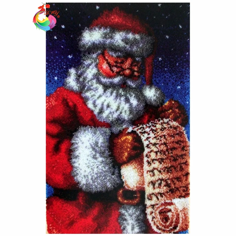 Santa Latch Hook Kit Rug set of crochet hooks Kits for embroidery DIY