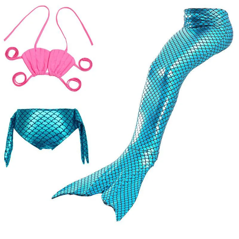 

3PCS New Children Mermaid Tails Cosplay Kids Girls Costumes Swimming Mermaid Tail Mermaid Swimsuit Flipper For Girls