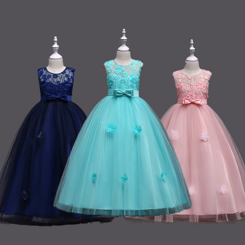 

Summer Costume Kids Dresses Girls Party Princess Dress Elegant Evening Maxi Dress For Girls Lace Wedding Dress New 2019