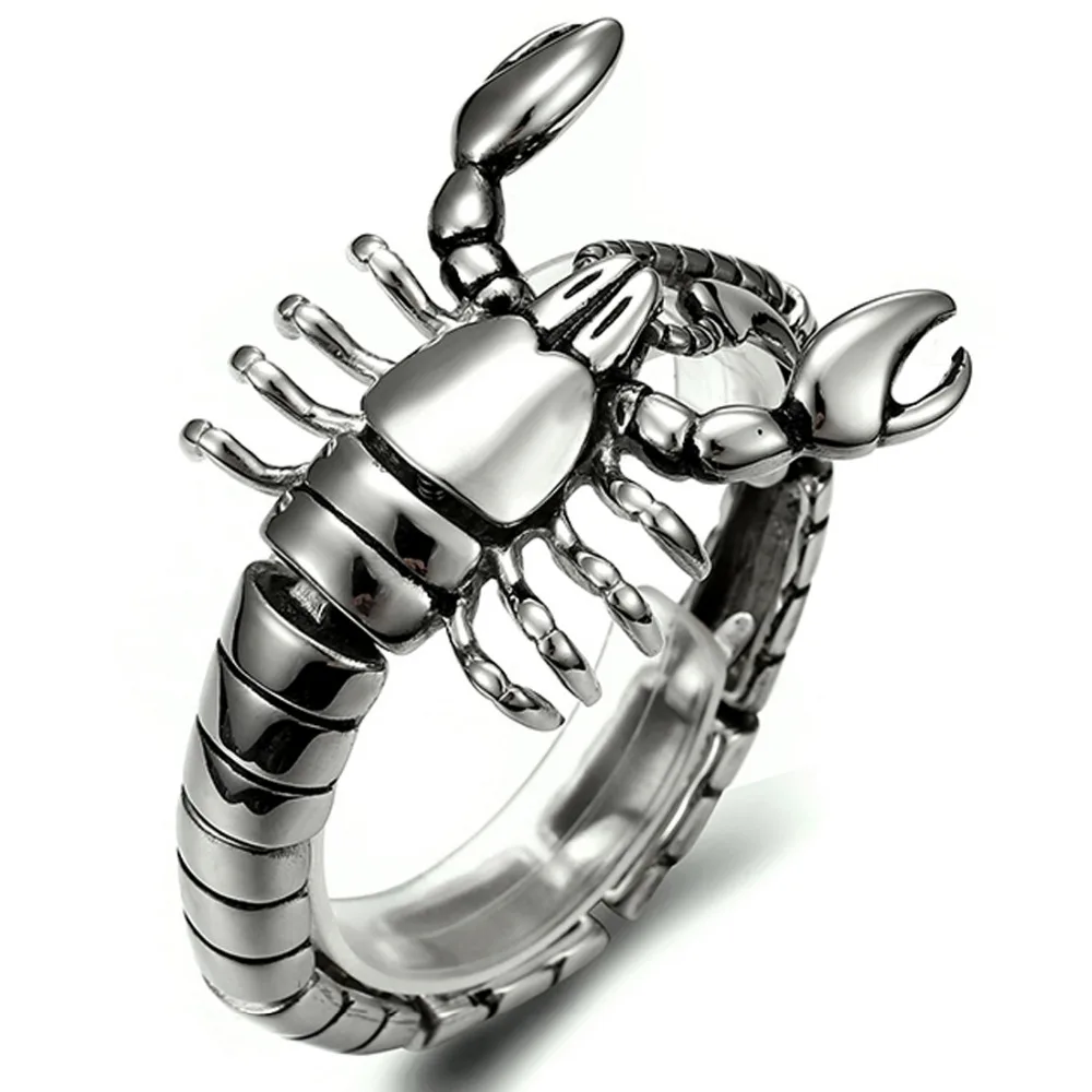 Прохладный Мужской Серебряный Готический стиль нержавеющая сталь браслет-Скорпион браслет 47 мм