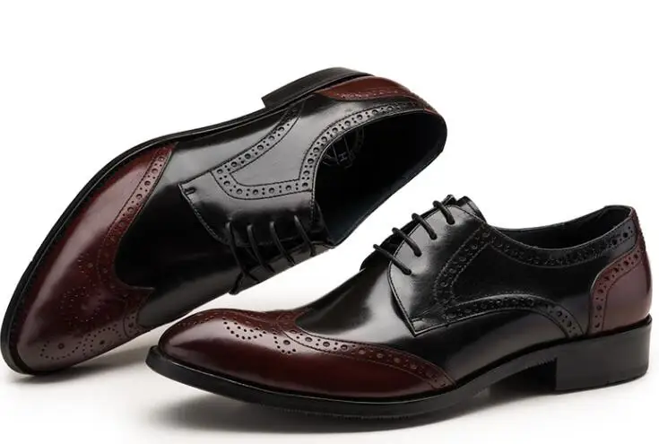 La Altura Genuino Color Aumento Zapatos Mezcla As Vestir Cuero Brogue Pic Hasta Vintage De Hombres Encaje Tallada Fiesta Elegante Casual 1qfXAz