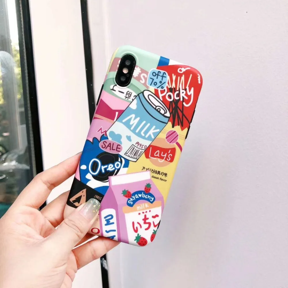 

Kuutti Squishy Lovely Japan Style Milk Box Patterned Phone Cases for iPhone 6 6s 7 8 Plus X Mobile Phone Covers Gift for Girls