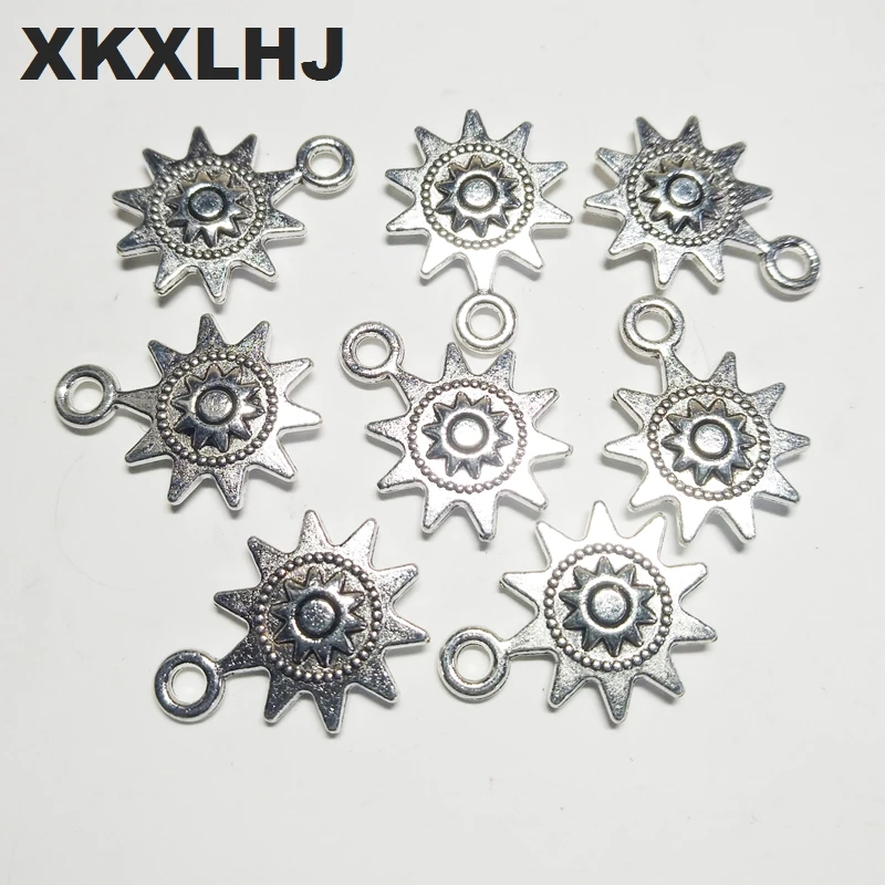 XKXLHJ 15 шт. Подвески подсолнухи 17*12 мм тибетские посеребренные антикварные