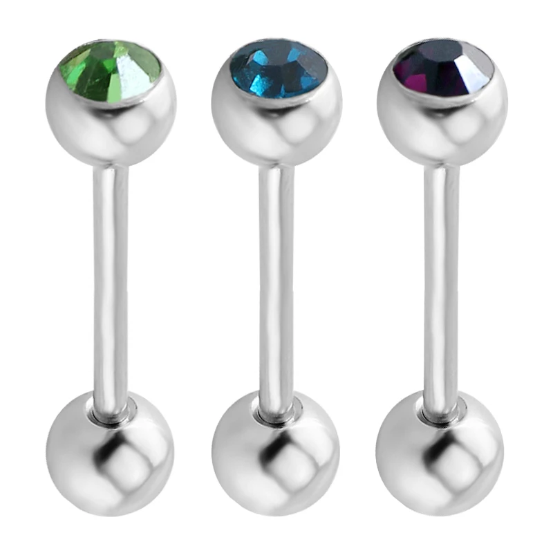 3pcs/Lot Surgical Steel Tongue Jewelry 14g Nickel Free Tongue Barbells