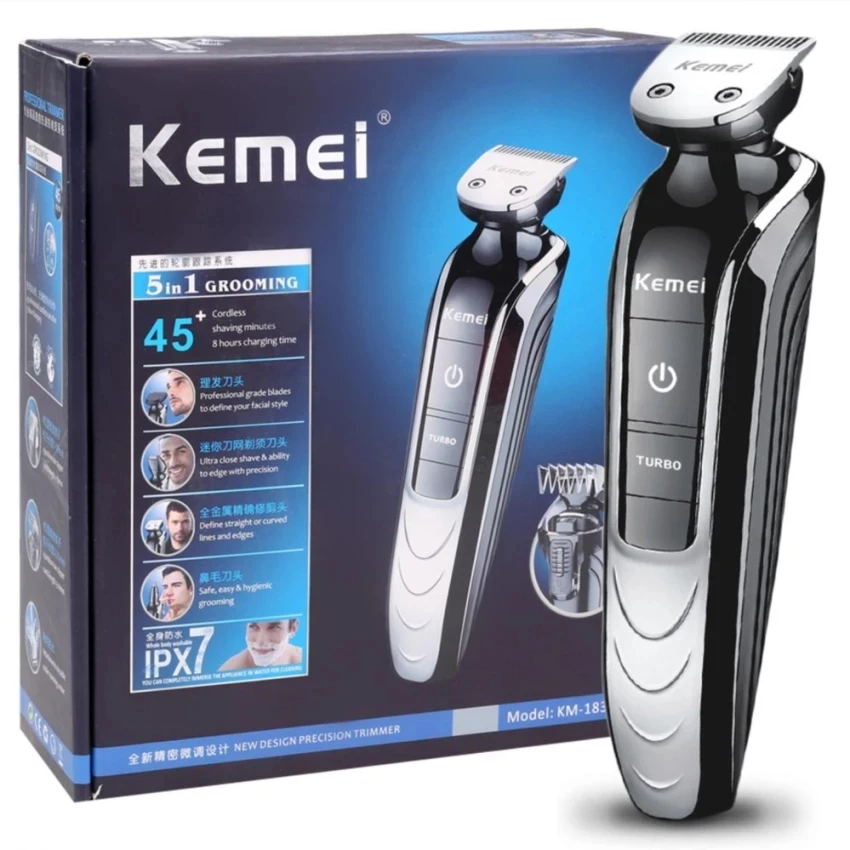 Baratos Cortadora de pelo recargable profesional KEMEI 5 en 1, cortadora de pelo ajustable sin cable, afeitadora, KM 1832