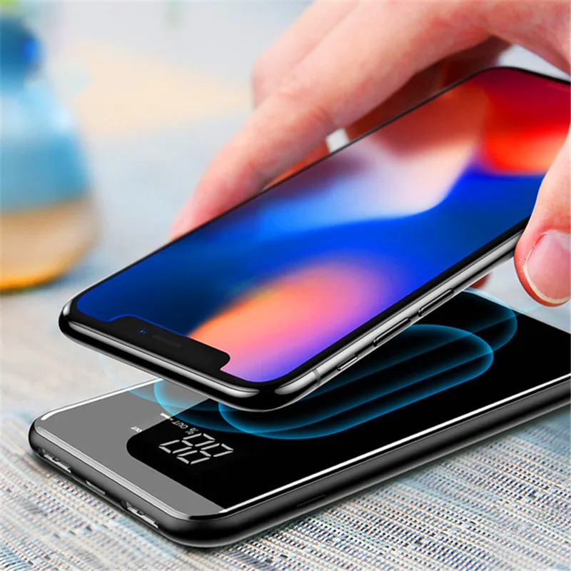 Qi Wireless Charging Power Bank 10000mAh Portable Charger Charging Power Bank Digital Display External Battery Pack 4 In 1