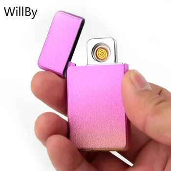 

2PCS/LOT Double Side USB Electronic Rechargeable Cigarette Lighter Grinding Creative Ultra-thin Charging Lighter