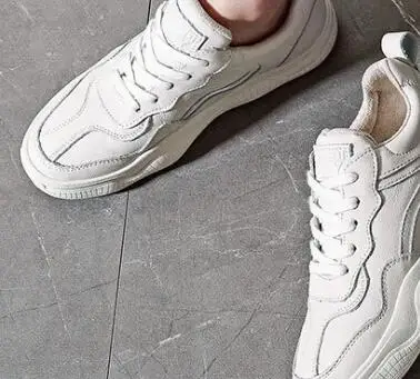

Thick-soled leather white shoes women A186(1)-A186(3)