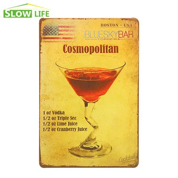 Cosmopolitan Cocktail Metal Tin Sign Bar/Pub/Hotel Wall Decor Metal Sign Vintage Home Decor Metal Plaque Retro Art Poster