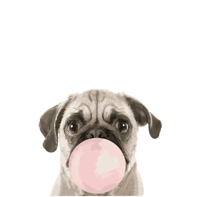 

puppy bubble gum dog Animal DIY Digital Painting By Numbers Modern Wall Art Canvas Painting Unique Gift Home Decor 40x50cm