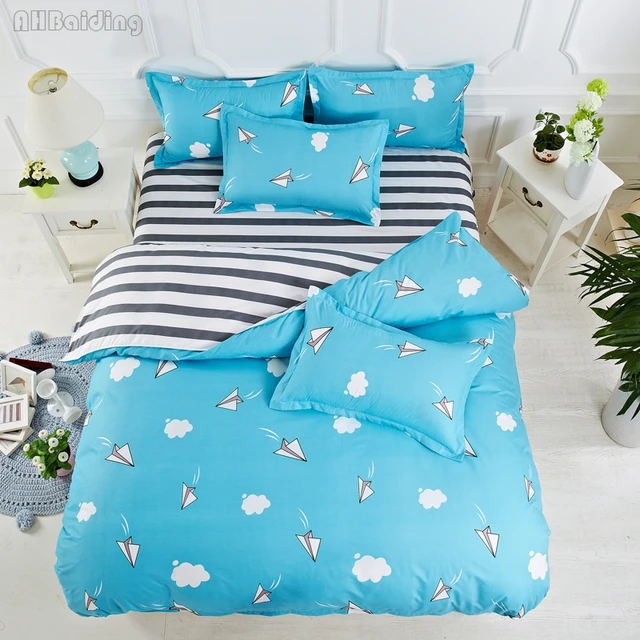 new blue paper plane bedding set cartoon spider man cotton bed linen plane sheet set