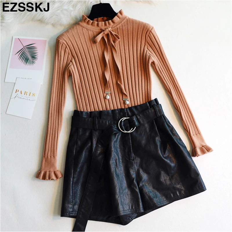 2018-NEW-vintage-thick-Autumn-Winter-Sweater-pullovers-Women-ruffled-collar-Long-Sleeve-bow-sweater-female (2)