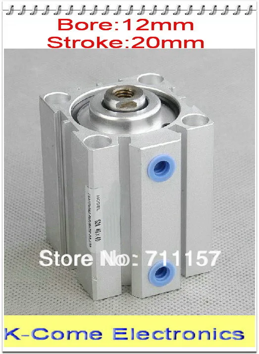 

SDA 12*20 M5*0.8 Port 12mm Bore 20mm Stroke Double Action Airtac Type Pneumatic Compact Air Cylinder 12-20